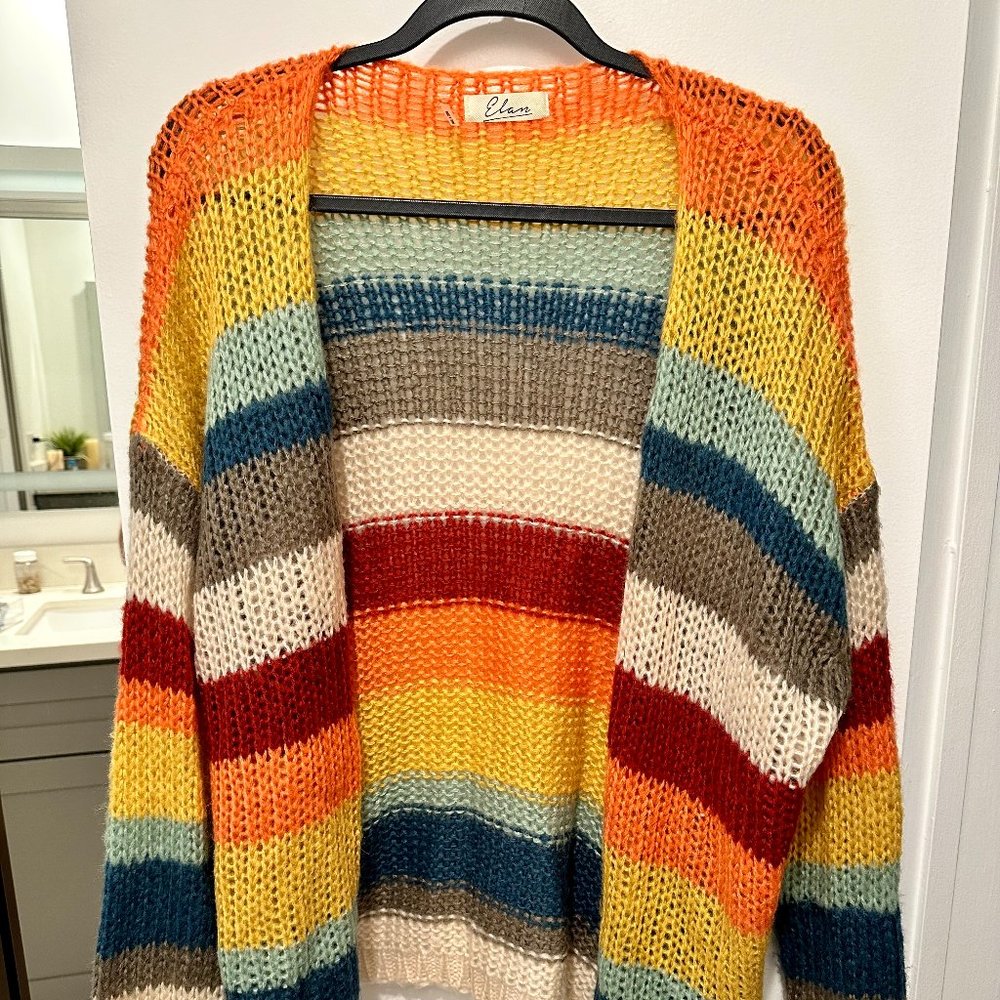 Elan Rainbow Crochet Cardigan Sweater